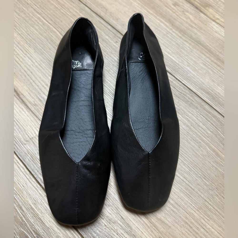 Jeffrey Campbell Black V-Cut Leather Ballet Flats